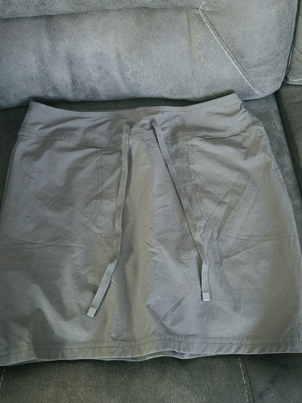 Casual Drawstring Skort in Slate Gray